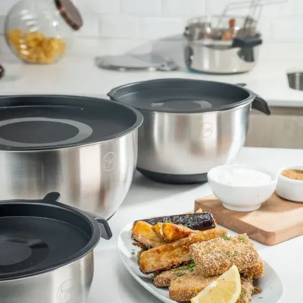 Bowls de acero set x3 con tapa - Imagen 2
